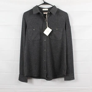 Faherty Shirt Women Medium The Legend Button Up Sweater Top Flannel Black Comfor - Picture 1 of 12