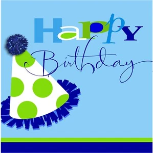 Birthday Blue Modern Adult Kids Birthday Party Paper Luncheon Napkins - Picture 1 of 1