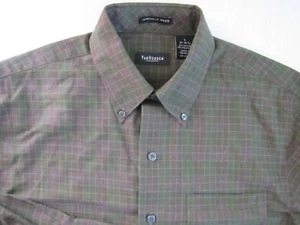 NEW VAN HEUSEN Dress Shirt SIZE 14.5 Small Gray Green Check Pattern Long Sleeve  - Picture 1 of 7