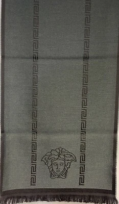Versace Wool Green/Black Scarf 36x180 SC44LAA8751 0015 NEW - Image 1 of 4
