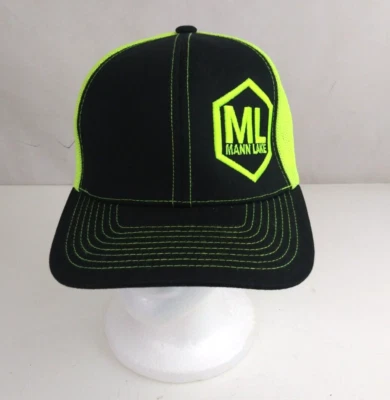 Gorra de béisbol Mann Lake malla bordada en la espalda gris y amarillo neón con cierre a presión Foto 1 de 4
