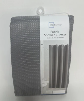 Cortina de ducha de tela tejido gofre Mainstays, 70" x 72", gris Foto 1 de 3