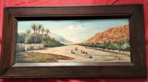 Magnifique grande huile orientaliste début XXe "personnages au bord de l'oued " - Picture 1 of 5