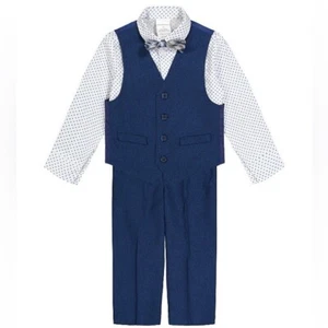 New Boy Van Heusen Navy 4-piece set includes: shirt, vest, pants & bowtie Size 6 - Picture 1 of 9