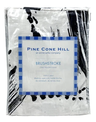 PINE CONO HILL Annie Selke BRUSHSTROKE Blanco/Índigo Almohada Estándar Falsa NUEVO Foto 1 de 4