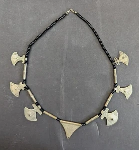 ORIGINAL AFRICAN JEWELRY TUAREG SAHARAN VINTAGE HANDMADE NICKEL SILVER NECKLACE - Picture 1 of 12