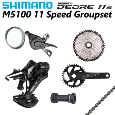 SHIMANO DEORE M5100 1x11 Speed M5120 RD Groupset 6Pcs Sun Cassette KMC Chain MTB - Image 1 of 4