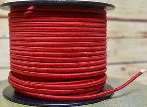 Cable rojo cubierto de tela de 2 hilos, 18 ga. Lámparas de estilo vintage luces antiguas, algodón - Imagen 1 de 6