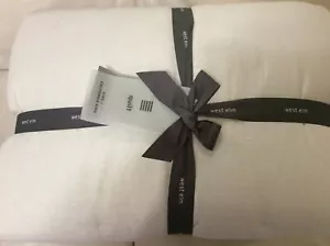 West Elm King Quilt Belgian Linen Cotton Metallic Stone White NWT! - Picture 1 of 1