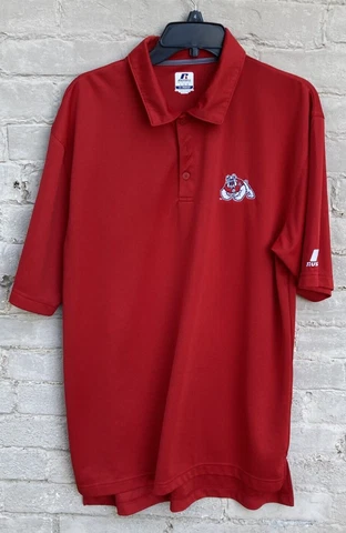 Fresno State Bulldogs Russell Athletic Dri-Power Polo Shirt Adult Large Red Mens Cover