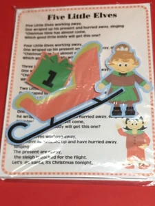 FIVE LITTLE ELVES -FLANNEL BOARD SET - LAMINATED - FLANNEL FELT STORY and PIECES - Picture 1 of 4