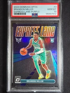 2023-24 Donruss Optic Express Lane Brandon Miller #3 Purple PSA 10 GEM MINT - Picture 1 of 2