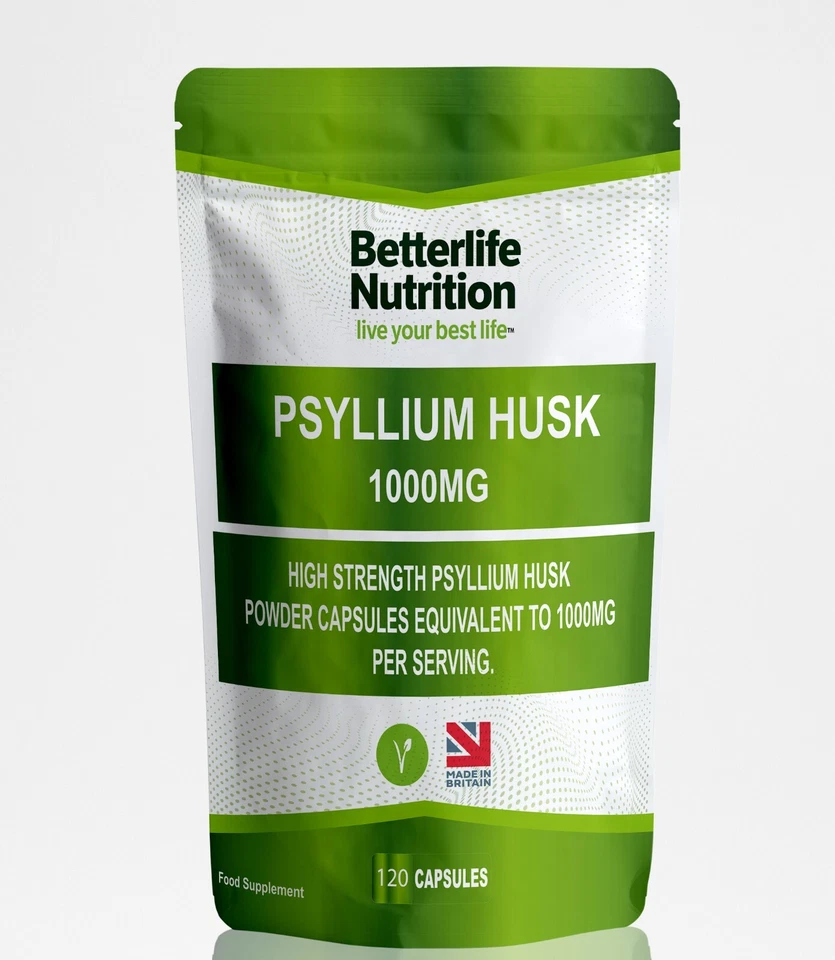 BETTERLIFE NUTRITION Psyllium Husk Capsules 1000mg Fibre Detox Colon Cleanse Vegan Weight Loss