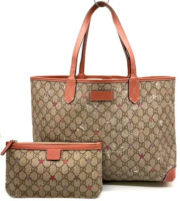 Auth GUCCI GG Supreme PVC Leather 309498 Star Tote Shoulder Bag W/Pouch i110761 - Image 1 of 4