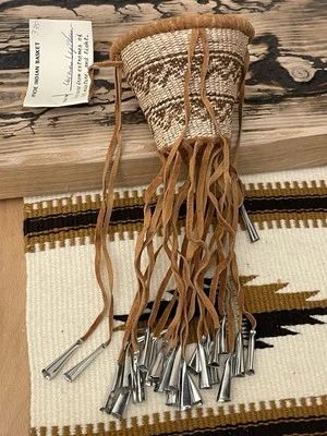 RARE Vintage Geometric Apache Burden Basket By Lorena UpShaw Native American A+ - Image 1 of 3