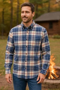 L.L. Camisa Bean Para Hombre Mediana Regular Azul Blanco Rojo Cuadros Cabincore Franela Gorp - Imagen 1 de 9