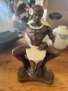Treasure Craft of Hawaii 1959 Hula Bongo Drum Man Tiki Bar Decor - Picture 1 of 17