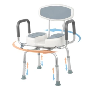 Shower Chairs for Elderly Swivel Adjustable Shower Chair with Back and Arms - Picture 1 of 8