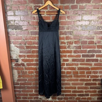 Vintage Olga Nightgown Womens Size 36 Black Lace Bodice Long Slip Lingerie USA - Image 1 of 4
