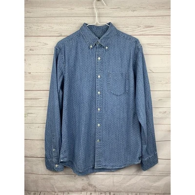 Camisa American Eagle Para Hombre Calce Clásico Medio Manga Larga Lunares Cambray Foto 1 de 4