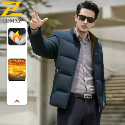 Jacket Men's Casual Trendy Parkas Coat Middle-aged Men Clothing Warm Padded - Image 1 of 4