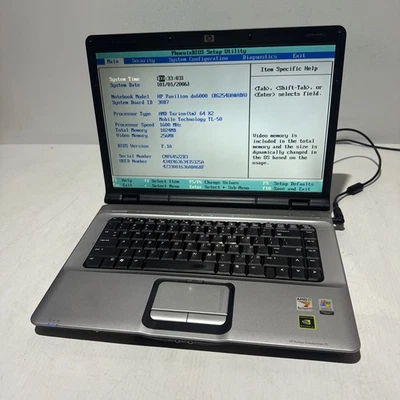Hp Pavilion DV6000 15" Laptop AMD Turion 64 x2 1gb Ram No Drives Boots Bios - Image 1 of 4