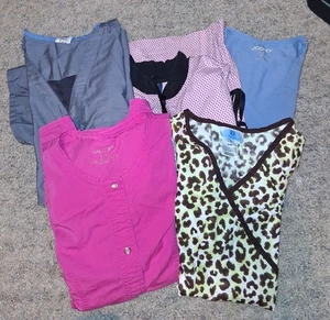 Cherokee Luxe SB Scrubs Tafford scrub tops size small lot of 5 used - Picture 1 of 13