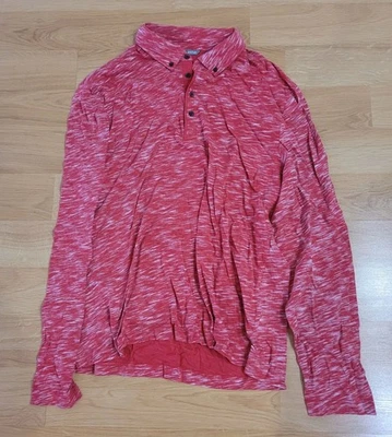 Camisa Polo Michael Bastian Manga Larga Para Hombres 2XL Roja Jaspeada Pullover Informal Foto 1 de 3