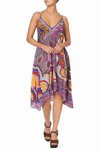 Camilla Warlu Dreaming V-Neck Strappy Flare Dress in Multi Size S - Picture 1 of 4