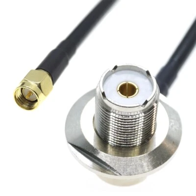 SMA male To UHF female SO239 Right Angle connector lot RF Coaxial Car Cable RG58 - Image 1 of 2