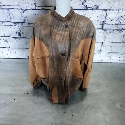 Женская винтажная замшевая кожаная куртка Pelle коричневый большой - Изображение 1 из 4