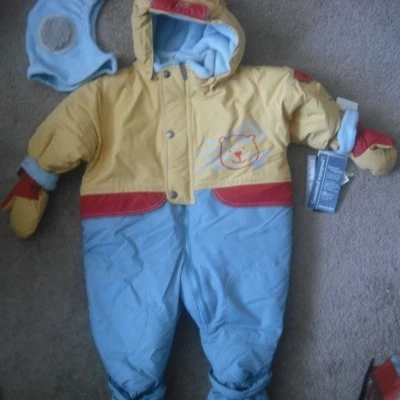 Deux par Deux Niños 1 Pieza Traje de Nieve Oso Talla 12M + Guantes Botines Nuevo con Etiquetas Foto 1 de 4