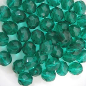 25 DARK EMERALD CZECH GLASS FIRE POLISH BEADS 8MM COLOUR NO. 5073 - Picture 1 of 3