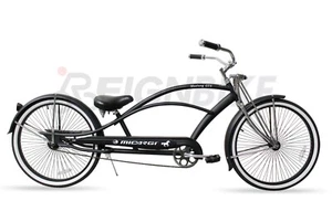 Men's Beach Cruiser Bike 26" Chopper Bicycle Steel Frame Stainless Steel Spokes - Picture 1 of 3