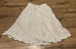 Mini Boden Girls White with Gold Sparkle Stripes Lined Skirt Size 6-7Y - Picture 1 of 7