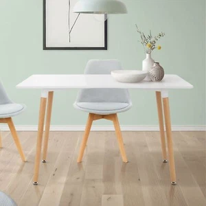 Mesa rectangular de madera blanca para comedor 120x70x74,5cm para 4-6 personas - Imagen 1 de 6