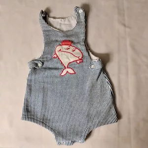 Carter's Blue White Stripe with Whale Applique Romper 18 Months Vintage - Picture 1 of 20