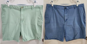 Lot of 2 IZOD Saltwater Stretch Chino Flat Front Shorts Size 42 x 9.5 Cotton - Picture 1 of 16