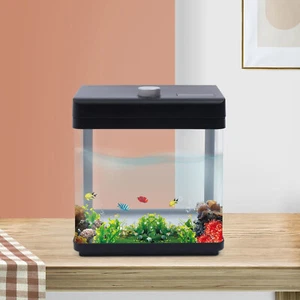Small Fish Tank Black Low Noise Bedroom Desktop Fish Tank Aquarium Kit Home - Picture 1 of 9