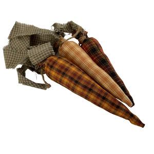 Fabric Wrapped Carrots Rustic Primitive Spring Bowl Filler Decor Easter Lot of 3 - Picture 1 of 7