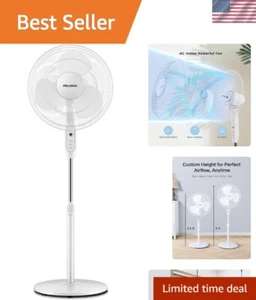 Stylish 16'' Floor Pedestal Fan with Timer & 3-Speed Settings for Living Spaces - Picture 1 of 12
