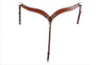 Western Tan Leather Clear Stone Studded Shaped Breast Collar