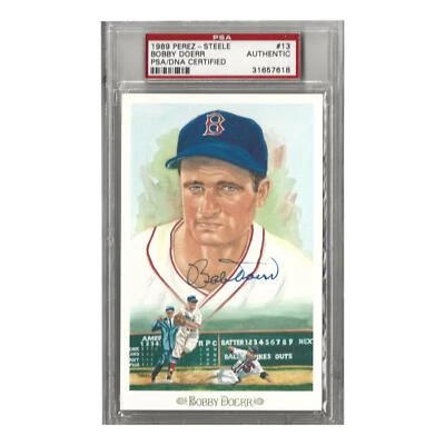 Bobby Doerr Signed 1989 Perez Steele #13 Post Card PSA COA Boston Red Sox - Image 1 of 2