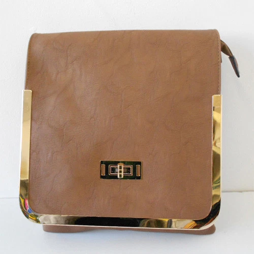 Light Brown/Taupe Satchel Style Handbag trimmed in Gold SPECIAL OFFER - Image 1 of 1