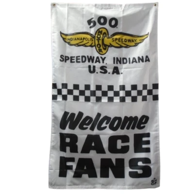 Indianapolis Motor Speedway Добро пожаловать Поклонники Гонок! Двусторонний баннерный флаг 3 x 5 футов - Изображение 1 из 4