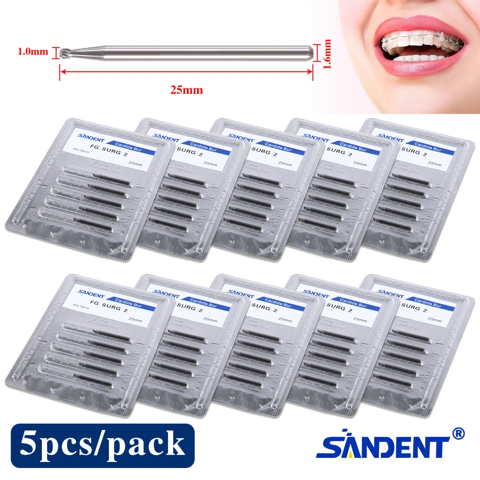 Dental Surgical Tungsten Carbide Bur Round Bur Head 1.0mm FG SURG Length 25mm - Image 1 of 1