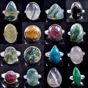 75 Stck. Natur Mix Edelstein Ringe 925 Versilberter Ring Bulk Gemischt Menge für Frauen - Bild 1 von 19