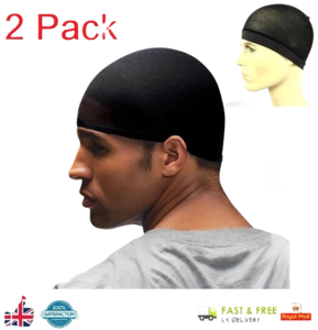 Pack of 2 Black Wave Caps - Flexible Breathable Headband for Ladies & Men - Picture 1 of 2