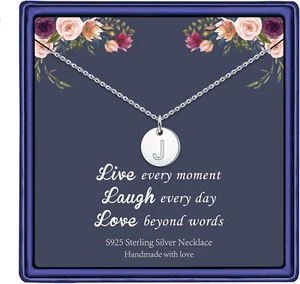 Mothers Day Gifts for Daughter - Disc Initial Necklace Gifts for Girls, 14K Gold - Picture 1 of 12