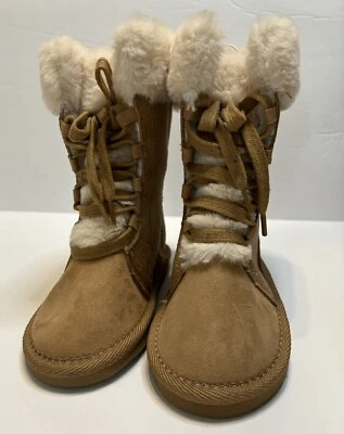 Nuevas botas antiguas azul marino para niños pequeños de piel sintética color tostado talla 9k niñas pequeñas  Foto 1 de 4